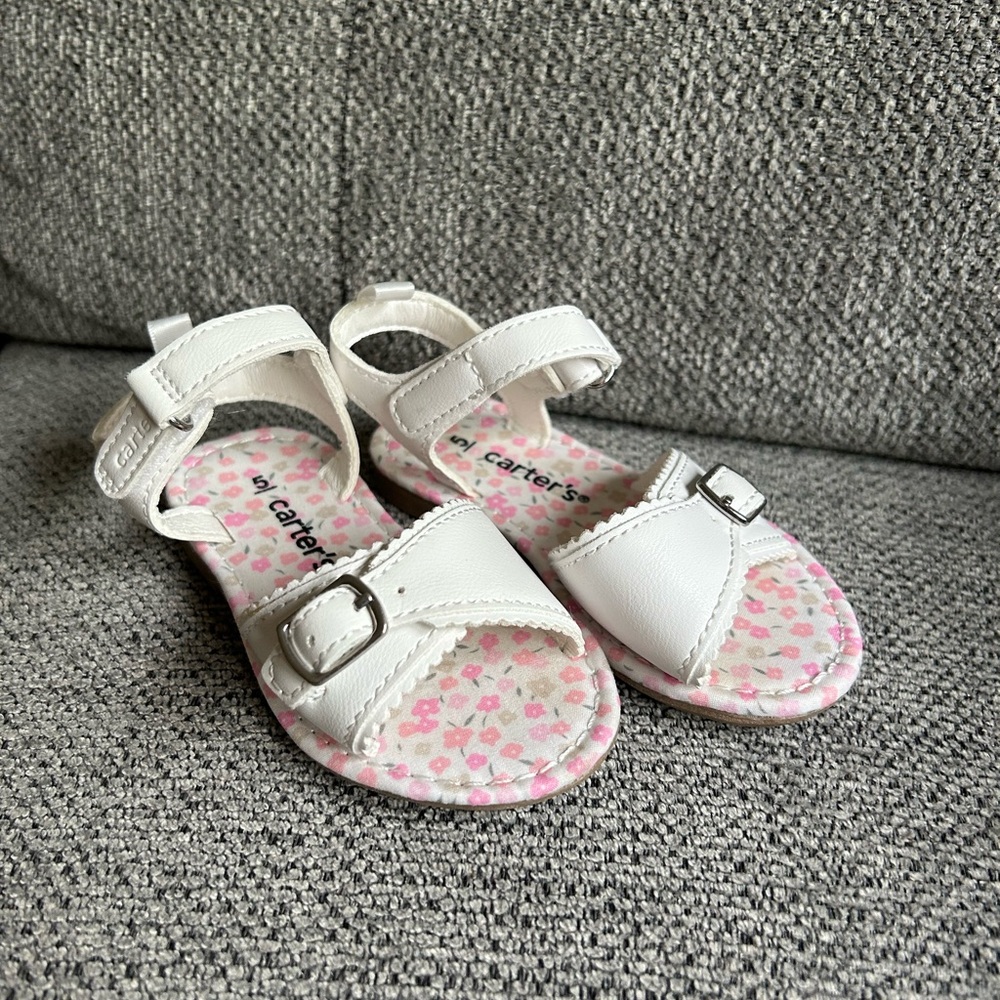 Carter's White Sandals with Adjustable Straps, Size 5